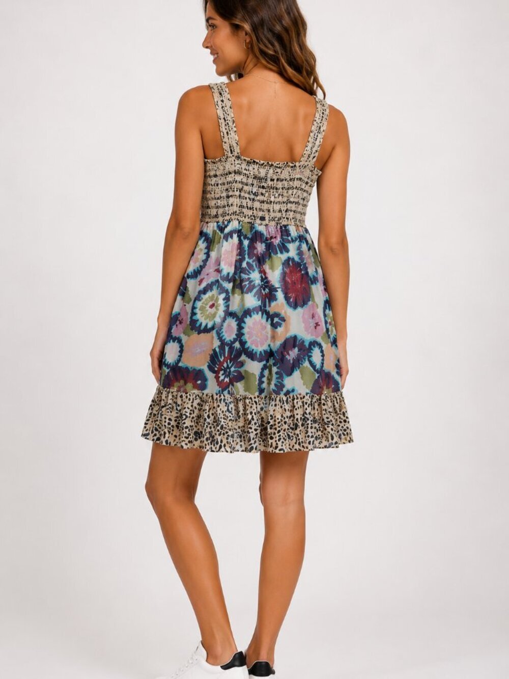 Boho Smocked Summer Dress Festival Sundress Resort Vacation Dress Size L - Picture 3 of 13